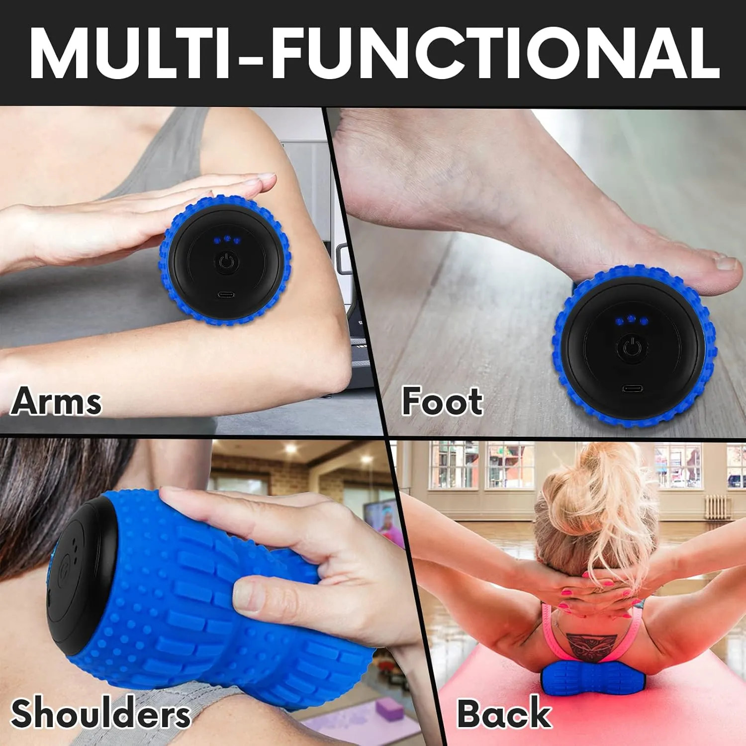 ZeenKind Vibrating Peanut Massage Ball for Plantar Fasciitis, Muscle Pain Relief with 4 Speed, Deep Tissue Therapy for Myofascial Release & Muscle Recovery, Neck Back Foot Roller Massager