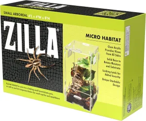 Zilla Micro Habitat Terrarium Enclosure for Small Tree Dwelling Reptiles, Amphibians, Spiders & Other Invertebrates, Small