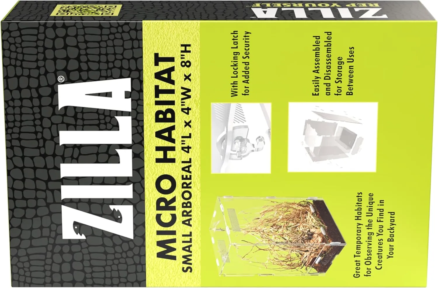 Zilla Micro Habitat Terrarium Enclosure for Small Tree Dwelling Reptiles, Amphibians, Spiders & Other Invertebrates, Small