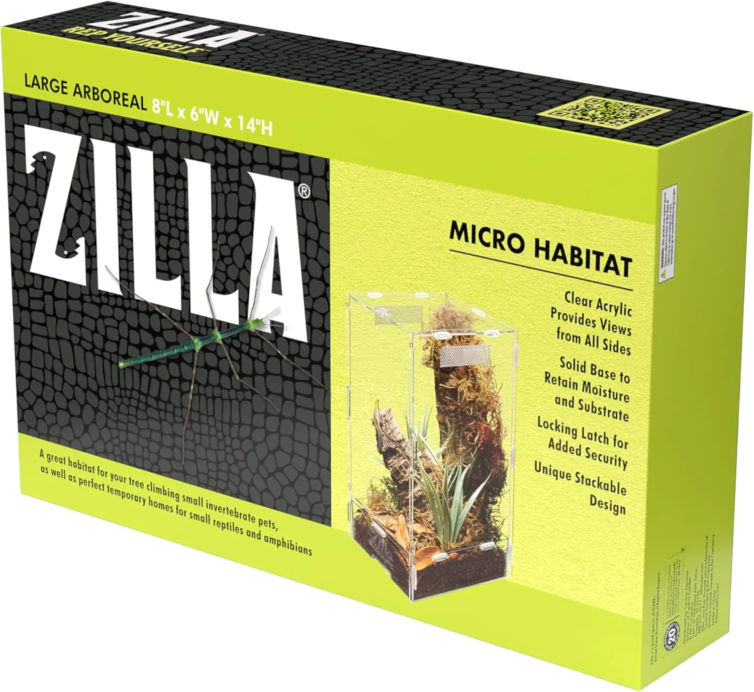 Zilla Micro Habitat Terrariums with Locking Latch Arboreal, Large