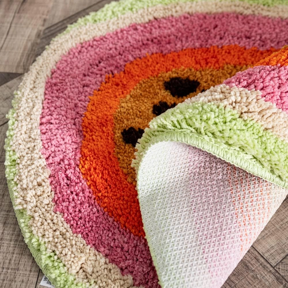 ZSCYD-yingda1992 Passion Fruit Shaped Rug Fruits Bath Mat Area Rug Non-Slip Bathroom Door Soft Cartoon Bathmat for Bedroom Kitchen Home Decor (18.5x25.6in)
