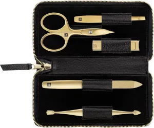 ZWILLING TWINOX Manicure Set 5-piece, Gold Edition, Care for hands and feet complete set, Gift set, Black